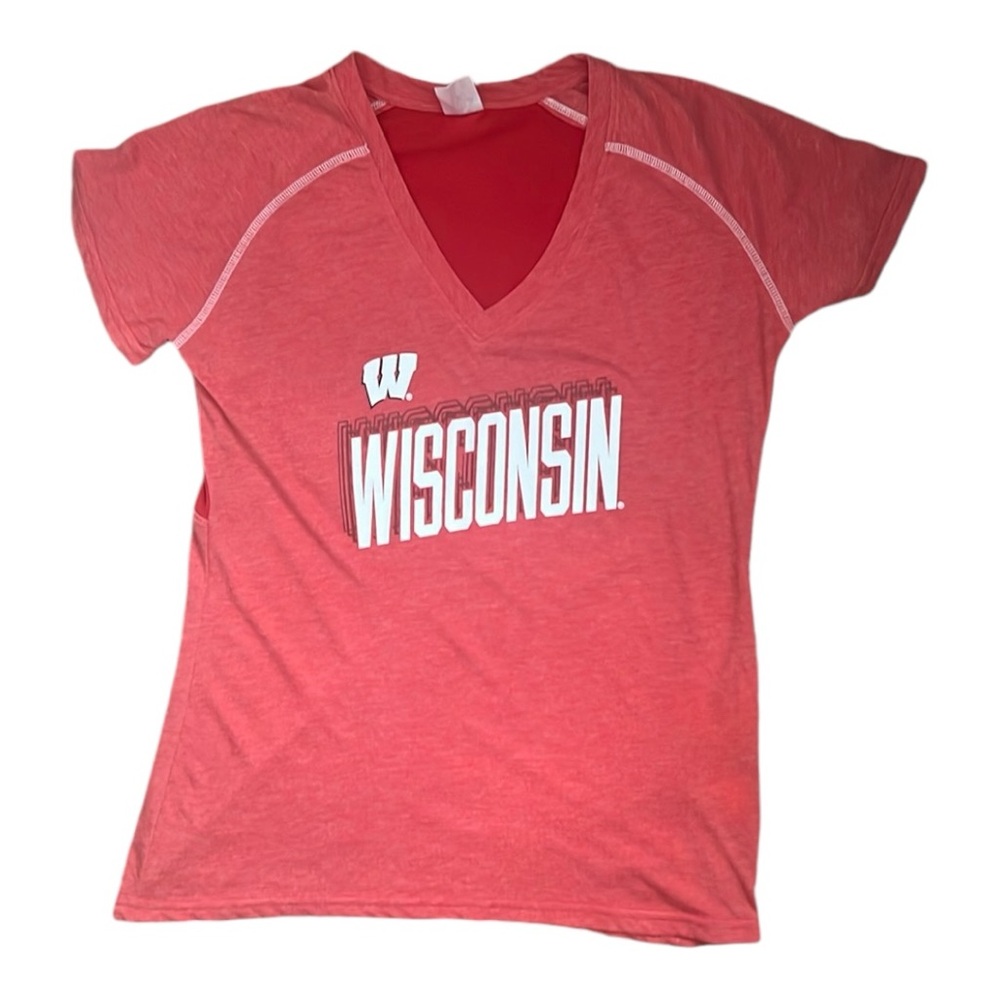 Wisconsin Badgers Women's Red College V-Neck Short Sleeve T-Shirt XL